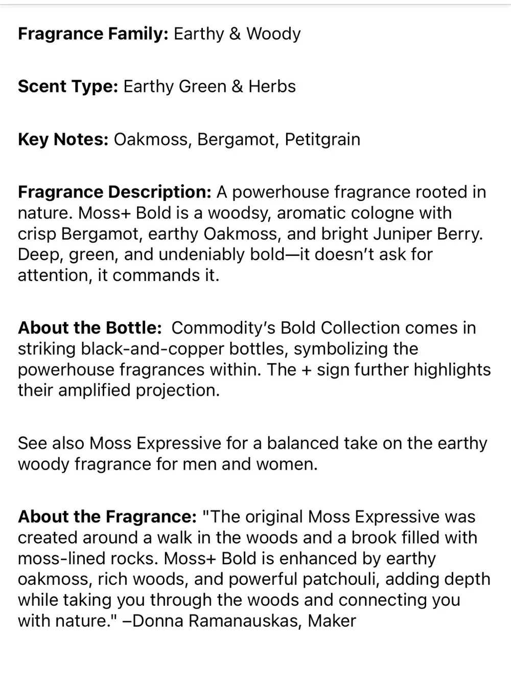 Commodity Moss+ Bold Fragrance Spray -